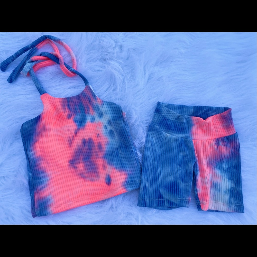 6-9 months halter top & 6 months biker shorts